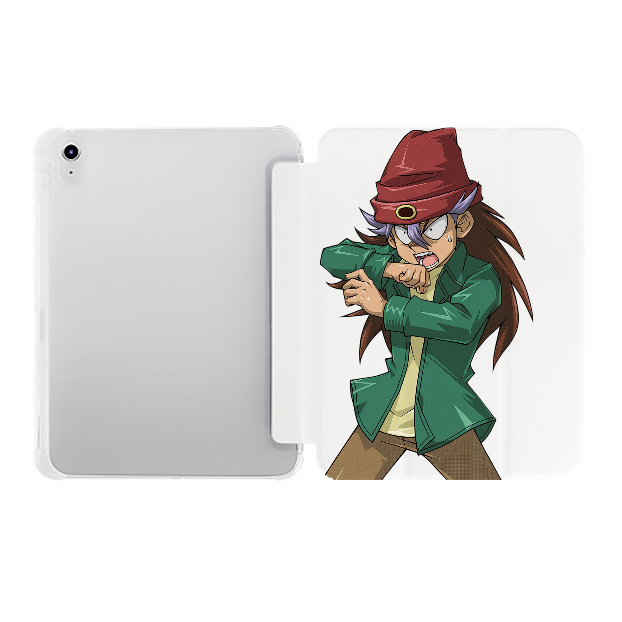 （画像用） 遊☆戯☆王 Yu-Gi-Oh! IPad ケース ペン収納付き 三つ折りスタンド PUレザー×シリコン 対応機種9.5/10.5/10.9インチ